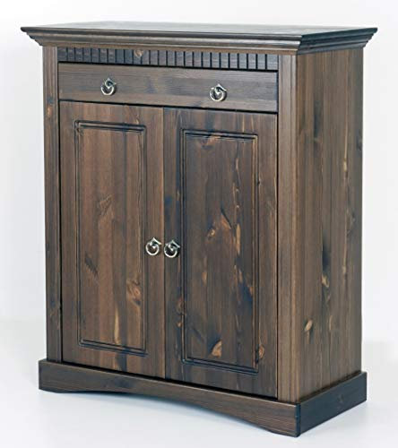clever-moebel 2trg. Kommode im Landhausstil gelaug, Kiefernholz, Schrank, Sideboard (braun)