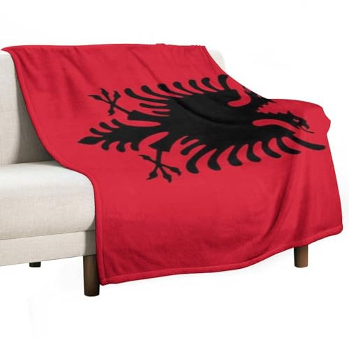Überwurfdecke Mit Albanien-Flagge, Weiche Sherpa-Bettwäsche, Flanelldecke, Albanien-Flagge, Kabinensofa-Couchdecke, Warme Bettdecke, Gemütliche Plüsch-Reisedecke, Tagesdecke, Überwurfdecke,