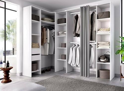 Dmora - Großer Kleiderschrank Bestone, Schlafzimmermöbel, Schrank, Garderobe, 234x141 h205 cm, Weiß