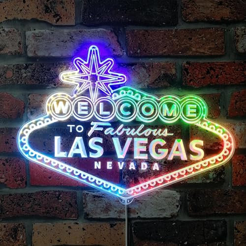 ADVPRO Welcome To Fabulous Las Vegas RGB Dynamic Glam LED-Schild, Schnittform, intelligente 3D-Dekoration, mehrfarbige Beschilderung, st06s43-fnd-i0304-c