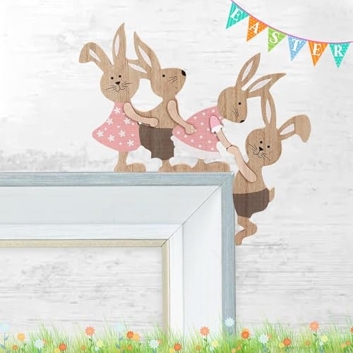 RZXBB Osterhasen Türdekorationen,Ostern Türrahmen Deko,Lustige Osterhasen Deko,Osterdekoration,Ostern Tischdeko Osterhase niedlich,Rahmen Eckdeko,Osterhasen Deko Für Garten,Außen- Und Innendekoration