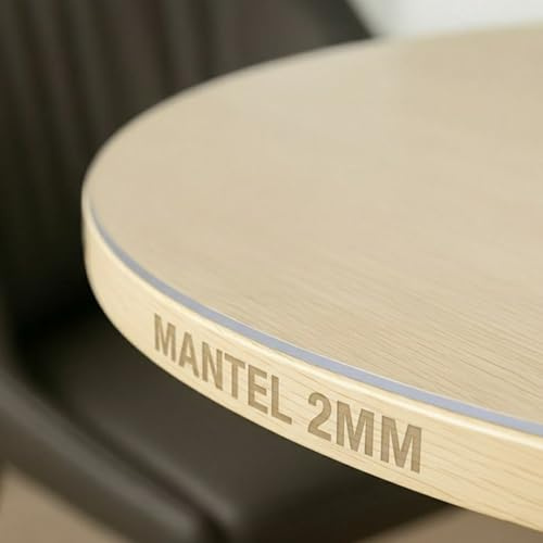 Trente Protector de Mesa Transparente Redondo 125 cm Ø – Grosor 2mm – Mantel Protector con Borde Oblicuo – Plástico Transparente Antimanchas e Impermeable – Fácil de Limpiar y Resistente