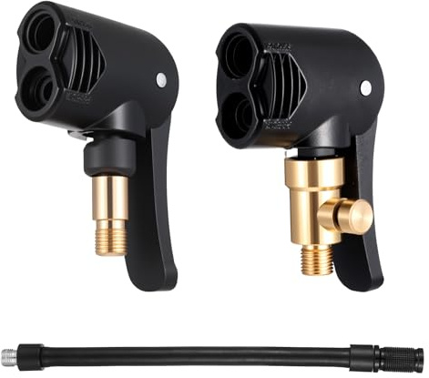 2 adaptadores de válvula Presta Schrader de bloqueo para neumático de bicicleta, boquilla de bomba de doble cabeza, adaptador de válvula Prestas Schrader para bomba de suelo de bicicleta