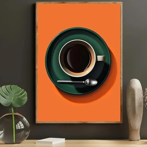 LMAIWANG Chic Espresso Leinwanddrucke, kräftiges Mid-Century Bauhaus-Küchen-Wandkunst-Poster, Küchen-Heimdekor, 30 x 45 cm Rahmen