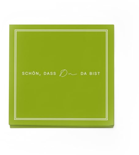 itenga Servietten „Schön, dass du da bist“ – 40 x Papier-Servietten, 3-lagig, 30 x 30 cm– Dekoration für Hochzeit, Geburtstag, Taufe, Kommunion, Konfirmation (frühlingsgrün)