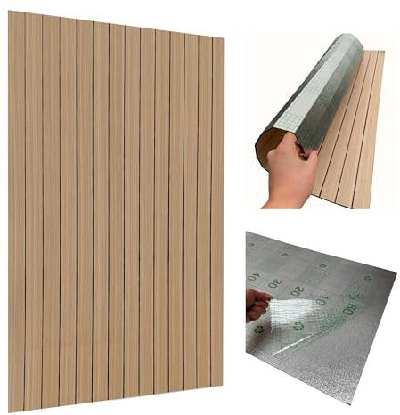 1.2m²- 2 x Wandpaneel Lamellen 100x60 cm Selbstklebend, – 2 Stück PVC + PE-Schaum 2,8 mm – Holzoptik – 3D Wandverkleidung Dekorpanel für Wohnzimmer, Schlafzimmer, Bad – Abwaschbar & Wasserfest (LO2