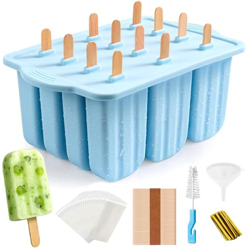 Purpledi Moldes para Helados de Silicona, Molde para Helados y Polos, Set de Moldes para Polos DIY para Niños,Moldes Reutilizables para Polos(B)