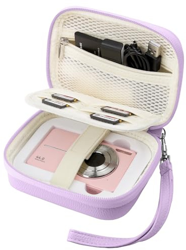 Veki Digital Camera Case for Kodak PIXPRO FZ45/FZ55/C1, Compact Camera Bag for Accessories SD Card, Travel Carrying Storage Pouch for Sony/Casio/Canon IXUS/Panasonic/IXNAIQY/EJXHKNF/QIVORO(Purple)