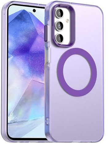 Techsuit für Samsung Galaxy A55 5G Hülle mit Soft Touch, Magnetring Kompatibel, Stoßfest, Verstärkte Ecken, Kameraschutz, Erhöhte Kanten, CandyCase Magnetic, Soft TPU, Lila