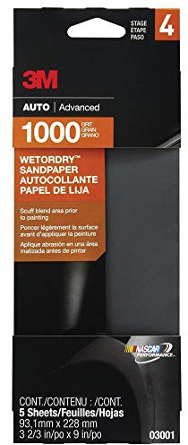 3M Wetordry Sandpaper, 03001, 1000 Grit, 3 2/3 in x 9 in
