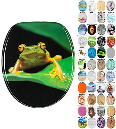 Sanilo Abattant WC, Grande sélection de lunettes de toilette, Finition de haute qualité, Charnières robustes, Fixation facile (Grenouille)