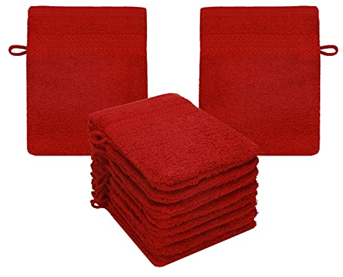 Betz Premium Lot de 10 Gants de Toilette en éponge lavettes pour Le Visage en 100% Coton Gant de Toilette pour bébé Couleur Rouge foncé