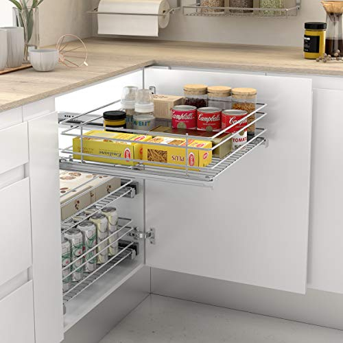 Menage Confort Bandeja extraíble para Mueble de Cocina, Acero Cromo, Ancho 262-268 mm