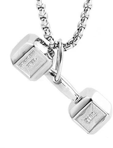 LAMUCH Silber Fitness Fitnessstudio Hantel gewicht Edelstahl Anhänger Halskette Unisex Für Herren Damen