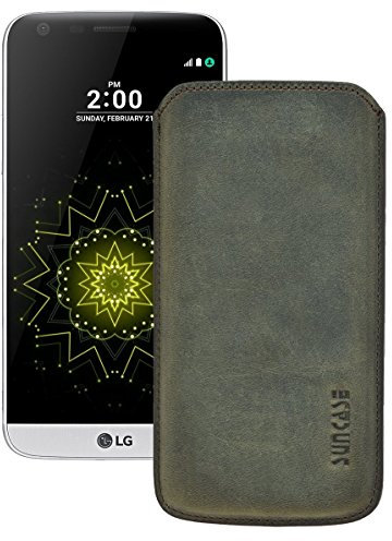 LG G5 | Original Suncase Funda de piel Funda Funda Piel Funda Case móvil (con rückzu glasche)