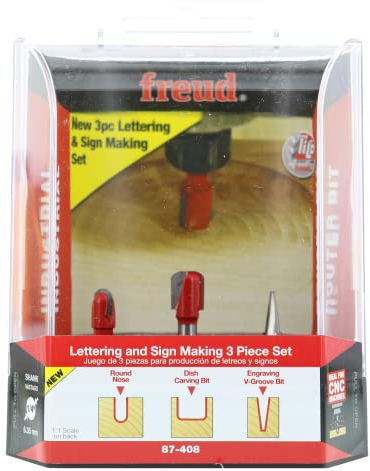 Freud 3-teiliges CNC-Fräser-Bit-Set, 12.7 mm, Hartmetall, Rundschnitt, 1 Flüte