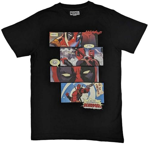 Rock Off Officially Licensed Products Men's Deadpool Strips T - Shirt (Pack of 1)