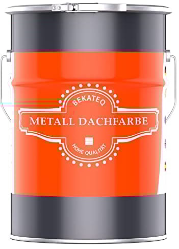 BEKATEQ Dachfarbe 3 in 1 Schwarz 10L in seidenglänzend, für Metalldach, Blechdach, Eternit - Blechdachfarbe & Sockelfarbe, Metallschutzlack, Dachbeschichtung LS-580