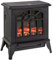 HOMCOM 1000W/2000W Freestanding Electrical Fireplace Indoor Heater Stove Log Wood LED Burning Effect Flame with Thermostat Control Black