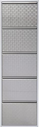 Kare Design 5er Schuhkipper Caruso, Metall/Silber, Schuhablage für bis zu 10 Paar Schuhe, 170x50x14cm