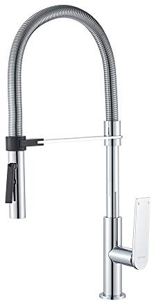 GRIFEMA LYON-G14001 Professional Kitchen Mixer Taps with Pull Out Dual Function Spray Head and Flexible Spout, Chrome