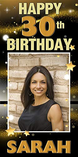 Personalised Happy Birthday Party Door Poster Photo Banner N20 Wall Door Decorations Any Age 18th 21st 30th 40th 50th 60th Large 2ft x 4ft