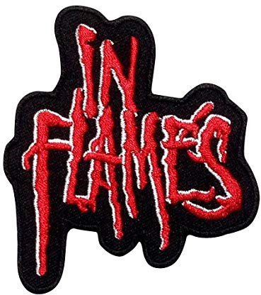 in Flames Patch Iron on T-Shirt Embroidered Jacket Denim Jean Decorate Custom Handmade Gift Craft Enjoy Heavy Metal