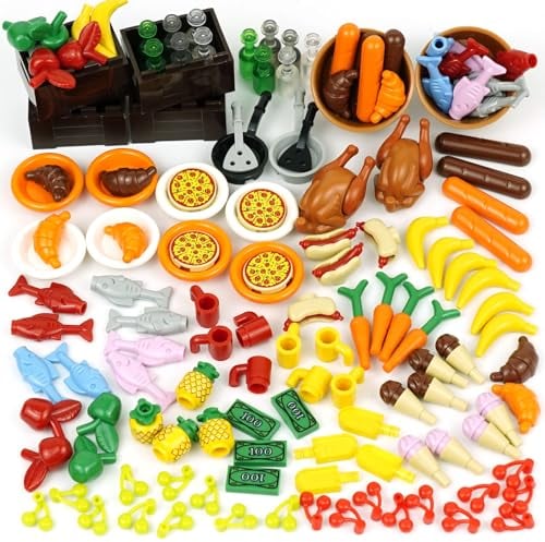 Food Zubehör –Essen Bausteine Freunde Tiere Ziegel, Menschen Haus Küche Bauernhof Restaurant MOC Teile Teile, Klassische Partygeschenke Spielzeug für Jungen Mädchen