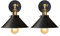 iDEGU 2 Stück Wandleuchte Industrielle Vintage Wandlampe Deckenleuchte Edison-Stil Metall Retro Lampe mit 180° Drehung E27 Fassung, 22 cm Lampenschirm (Schwarz)