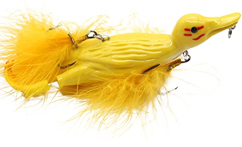1 Stück 3D Ente Topwater Angelköder Gelbes Entlein Schwimmender künstlicher Köder Ploppende und spritzende Füße Harte Angelgerät Geer 12cm 28g