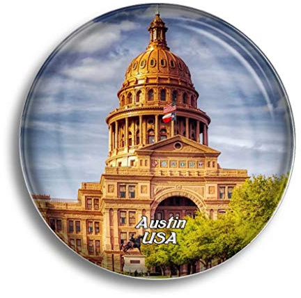 Kühlschrankmagnet USA Amerika Texas State Capitol Austin Glasmagnete für Kühlschrank Souvenirs Niedlicher Kristallmagnet Dekor für Whiteboard Büro Zuhause Geschenk