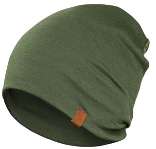menique Merinowolle Beanie Damen, Laufmütze für Damen und Herren Thermo Funktionsmütze Unisex Doppelschicht Schlafmütze Atmungsaktive Kopfbedeckung für Laufen Skifahren Radfahren Dunkelgrün