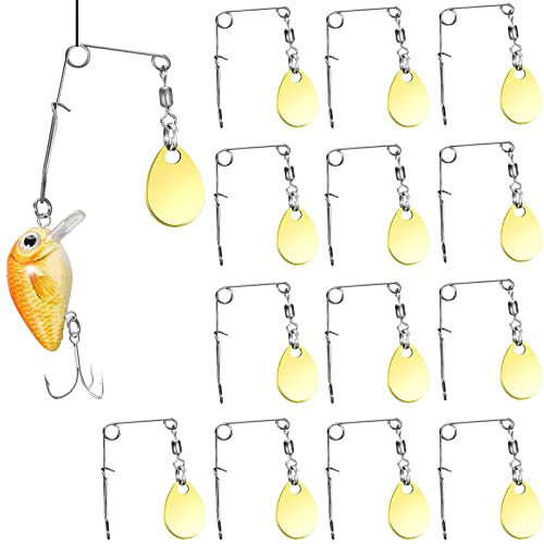 40 Pieces Fishing Spinner Blades Spinnerbait Smooth Spoons Rigs Fishing Spoons Blades Spinner Fishing Lures Accessories (Gold)