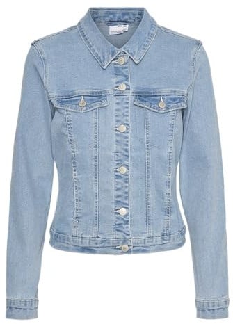 VERO MODA Women's Vmluna LS Slim DNM Jacket Mix Ga Noos, Light Blue (Light Blue Denim), L