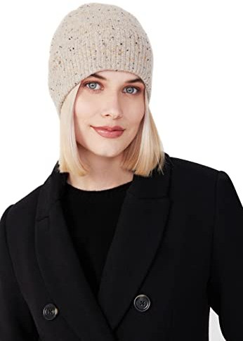 Style & Republic Kaschmir Sport Mütze-Beanie Damen aus 100% Cashmere - Dein kuscheliger Premium Beanie für stilvolle Herbst- & Winter-Momente - Taupe Melange