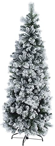Magie di Natale Albero di natale innevato Praga Slim in PVC di Altissima qualità + Flock (210 cm)