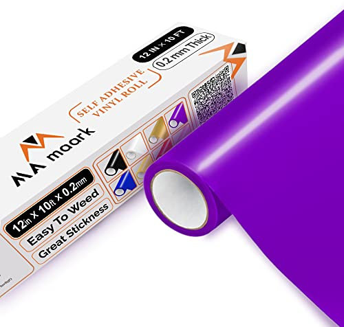 MA Maark Selbstklebende Vinylfolie Plotter Lila, 30cm x 305cm Permanente Plotter-Vinylfolie mit PET-Träger, leicht zu schneiden und zu entgittern für permanente Aufkleber, Schilder und Bastelprojekte