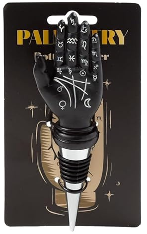 Puckator Mantric Tarot Hand Palm Bottle Stopper - Ceramic Wine Bottle Stopper for Prosecco and Wine - Black Cat - Wine Glass Bottle Topper - Funny Wine Gifts for Wine Lover - Red Wine Accessories