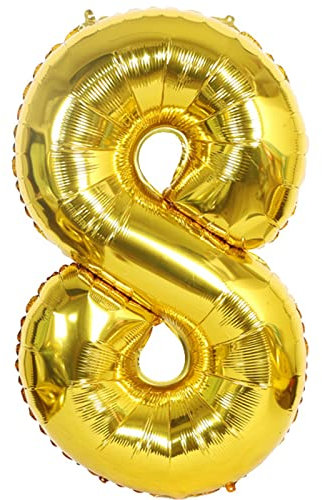 D2D | Party Balloon Zahl 8 XL in Gold - Größe 80 cm - Folienballon - Zahlenballon - Geburtstagsdeko - Helium Ballon