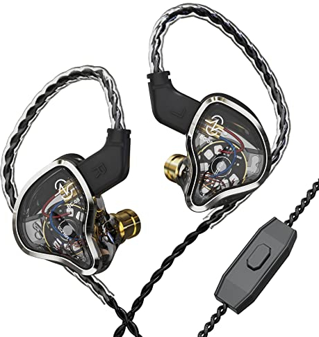 Yinyoo CCZ Warrior In-Ear-Kopfhörer, 3BA + 1DD HiFi Kopfhörer In-Ear-Monitor mit HD-Mikrofon, Geräuschunterdrückung, mit abnehmbarem 2-poligem Kabel (Silber, mit Mikrofon)