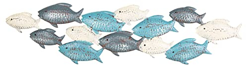 Logbuch-Verlag Fischwarm Wanddeko aus Metall beige blau türkis 75 cm Wandskulptur Deko maritim