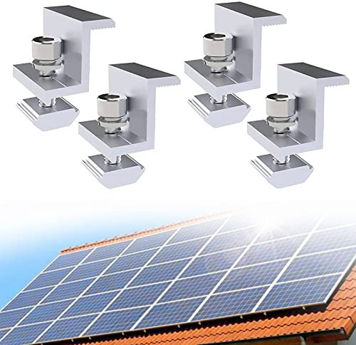 Liekadijiae 4 Piezas Soporte Montaje Panel Solar Aluminio, Kit Soportes de Paneles Solares, Soporte de Panel Solar Z, Soportes de Panel Solar, Abrazadera para Montaje de Panel Solar Fotovoltaico