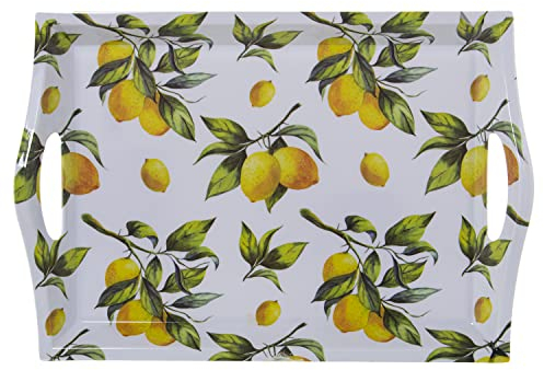 DRW Bandeja Rectangular de melamina con Asas con Limones tamaño Grande 5x31x44 cm