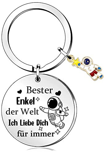 Enkel Schlüsselanhänger Männer Schlüsselring Gehen Sie zur Universität Geburtstags Geschenk Erinnerung von Großeltern Mein Junge Schlüsselanhänger Weihnachten Familien lieben Erinnerung Spaceman Tag