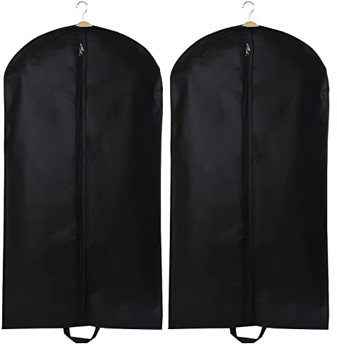 2 Kleidersack, atmungsaktiver Kleiderschutz zum Aufhängen, faltbarer Staubschutz, Kleideraufbewahrungstasche mit Reißverschluss, Für Garderobenorganisation und Reisen (Schwarz)