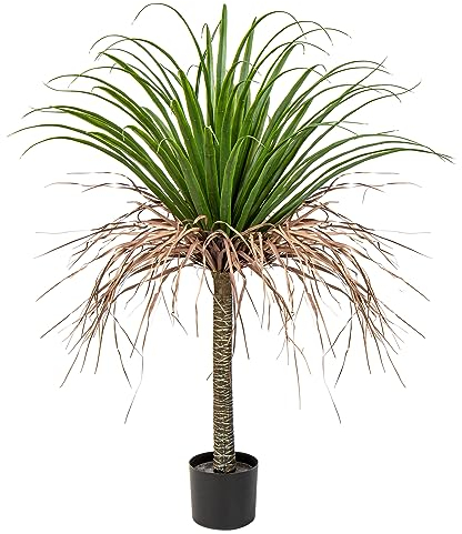 Hollyone Yucca artificiel de 1,1 m - Réplique de plantes artificielles avec troncs durables et feuilles réalistes - Grand yucca pour maison, jardin, salon, terrasse, décoration intérieure (110 cm)
