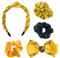 Harry Potter Haarschmuck für Mädchen, Hufflepuff Design, Inklusive Haargummis, Schleifenclip und Stirnband, Hogwarts Geschenk | Gelb