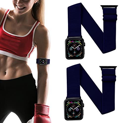 IFCASE Elastisches Arm-/Knöchelband für Apple Watch 49/45/44/42 mm, 41/40/38 mm, iWatch Serie Ultra 8 7 6 5 4 3 2 SE, Sportarmband, Unisex-Armband oder Fußkettchen (41/40/38 mm, Marineblau), 2 Stück