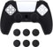 playvital Coque Protection pour ps5 Manette,Housse Silicone avec 6 Capuchon Joystick pour ps5 Grip Cover Skin Compatible avec Station de Charge-Noir,Pure Series