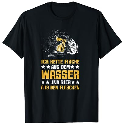Ich Rette Fische Aus Dem Wasser Lustig Bier Angeln Herren T-Shirt